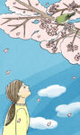 桜を眺める女性