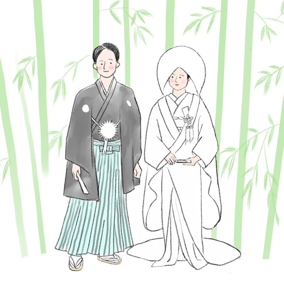 和装を着るふたり