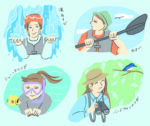 自然を楽しむ人々を描いたイラストレーションです。